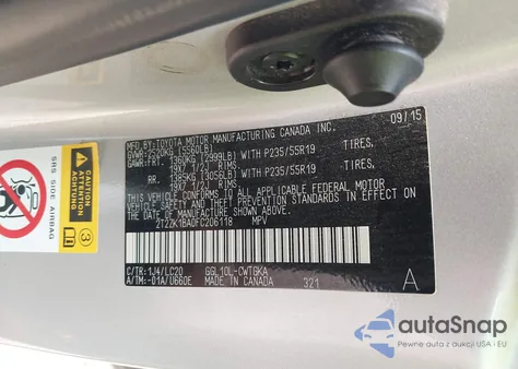 2015 Lexus Rx 350 z USA, uszkodzony, nr VIN 2T2ZK1BA0FC206118